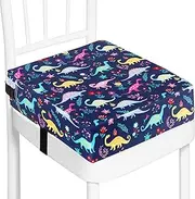 JOAASU Toddler Booster Seat for Dining Chair, Booster Seat Dining Chair, Easy Cleaning Booster Seat Cushion with Fix Straps, Detachable Cushion for Baby Child Kids (Dinosaur)