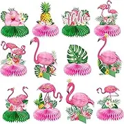 12 Pcs Flamingo Honeycomb Centerpieces Decorations Hawaii Luau Honeycomb Centerpieces Flamingo Party Table Centerpieces Summer Tropical Aloha Party Table Toppers Hawaiian Luau Party Supplies