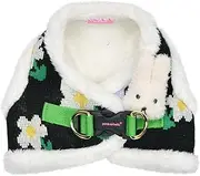 [Pinkaholic New York] Jasmine Vest Dog Harness Step-in Warm Winter Flower Pattern for Small Dog, Black, Small