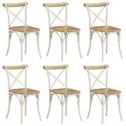 Cross Chairs 6 pcs White Solid Mango Wood vidaXL