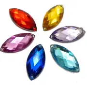 100 Mixed Color Flatback Acrylic Horse Eye Rhinestone Button 9X20mm Sew on beads