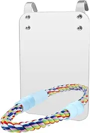 Bird Mirror with Perch Stand for Small, Medium and Large Parrots, Parakeets, Cockatoos, Cockatiels, Conures, Budgies, Etc.