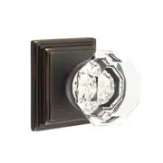Emtek Old Town Clear Crystal Knob Passage Wilshire Rosette Oil Rubbed Bronze
