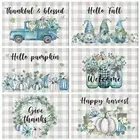Fall Placemats Set of 6 Buffalo Plaid Thanksgiving Table Mats Autumn Pumpkin ...