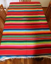 Mexican Sarape Red, Saltillo Blanket, Hot Rod, Picnic Throw Yoga Tablecloth Rug