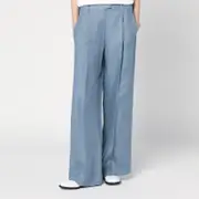 [Brunello Cucinelli] Wide avio-colored trousers in linen blend 44 IT Light blue