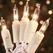 100 Count Mini Clear Christmas Lights 21Ft White Wire String Lights