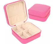 Travel jewelry Org Travel jewelry case Travel Jewelry box Small Jewelry Org Box for Girls Women(1, Rosy)