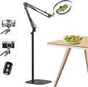 10" Ring Light Tripod for iPhone Overhead Phone Mount Holder, Flexible Ring Light with Stand - LED CRI >95 & Adjustable 70" Height, Phone Stand for Recording Video Camera Selfie Vlog TikTok YouTube