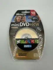 Memorex Mini DVD-RW 10 Pack Sealed Single Sided DVD Camcorder Discs BRAND NEW