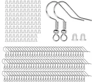 100 PCS / 50 Pairs 925 Sterling Silver Earring Hooks, Hook Ear Wires with 100 PC