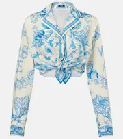 [Versace] Versace Underwater Barocco crop top AU 16 blue