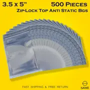 500 x Anti Static Shielding ESD Bags 3.5 x 5" Inch Zip Lock Reclosable