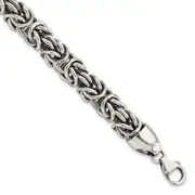 8.5 Inch Sterling Silver Polished & Antiqued 8.5In Byzantine Bracelet