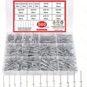 Complete DIY Toolset with 500pcs Aluminum Blind Rivets in Various Sizes
