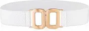 [GEEHUA] Women Elastic Belt, Adjustable Stretch Waist Belt Vintage Skinny Waistband Cinch Belt with Gold Buckle for Dress Jeans
