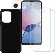 LCEHTOGYE Case for Coolpad Cool 40i + 3 Pcs Tempered Glass Screen Protector, Slim Black Shock-Absorption Soft TPU Bumper Protective Phone Case Cover for Coolpad Cool 40i (6,56")