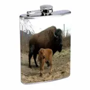 Alaska Images D8 Flask 8oz Stainless Steel Hip Drinking Whiskey Buffalos