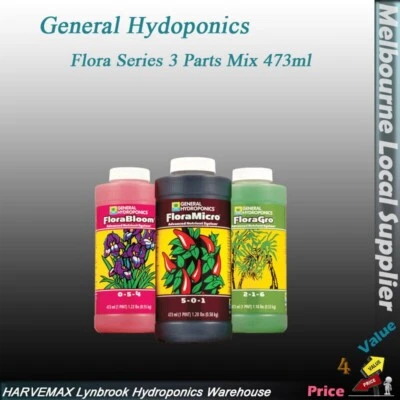 General Hydroponics Flora Grow Bloom Micro Nutrient Kit 3x 473ml AU stock