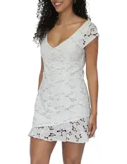 [Belle & Bloom] Drifting Slowly Lace Mini Dress in White