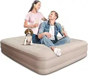 Camping Air Bed, 40CM Comfortable Thicken Automatic Air Mattress, Self-Stop Safe High-Speed Pump, Comfort Queen Size Double Airbed for Home, Camping, Guests, 2-Minute Inflation