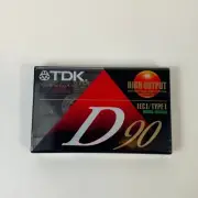 TDK Slimeline EcoCase D90 High Output IECI/TYPE I Cassette Tape- SEALED