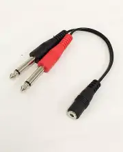 10.5" (20cm) - 3.5 mm TS F to Dual 1/4 inch TS (Mono) Stereo Breakout Cable