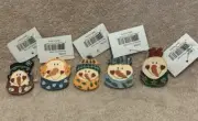 5 Pc Painted Wood SNOWMEN Holiday Pins 2" x 1/2" - NWT