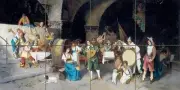 The party at the tavern L. Falero Tile Mural Kitchen Backsplash Marble Ceramic