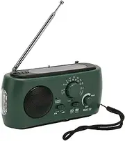 Emergency Weather Radio with Flashlight, Rechargeable Solar Hand Crank AM FM Radio with Antenna for Outdoor Camping Hiking (Green)