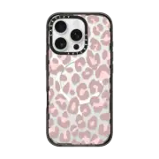 iPhone 16 Pro Impact Case MagSafe Compatible Dusty Pink Leopard Phone Case