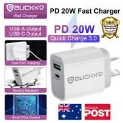 PD 3.0 Wall Charger USB Wall Fast 20W Charger Adapter Dual Ports BUCKKO AU Plug