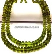 AAANatural Peridot 2Layer Necklace Beads Faceted Rondelle Peridot Gemstone Beads