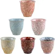 6 Piece Chinese Tea Cup, Ceramic Tea Cup with Designed Gift Box, Tea Cup Set Gifts for Expressing Thoughts, Kung Fu Tea Set, Coffee Cup, Ceramic Mate Cup Perfect for Tea Lovers(Colored)