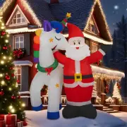6FT Christmas Inflatables Decoration Cute Unicorn Santa Claus in LED Light Ou...
