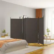 4 Panel Brown Fabric Room Divider 346x180 cm Privacy Screen Folding Partition