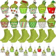 [Suhine] 24 Pairs Cupcake Socks Fuzzy Socks for Women and Girls DIY Gift Warm Slipper Soft Fluffy Socks with Gift Boxes