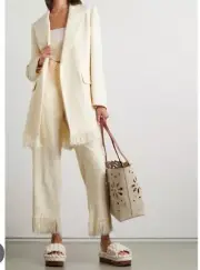 Chlóe Vanilla Ice Jacket And Pants With Fringe Trim Nwt Silk Size 34