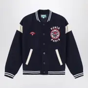 [KENZO] Navy Blue Bomber Jacket In Wool Blend 14 Y Blue