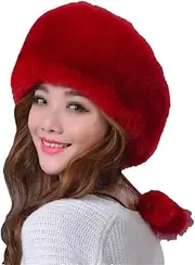 [keusyoi] Fur Hat Women's Winter Thickened Warm Waterproof Snow Hat Ear Flaps Cute Fur Hat Snow Cap for Women