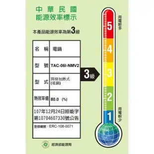 大同 6人份 220V 全配 電鍋 TAC-06I-NMV2 全不銹鋼 原廠保固