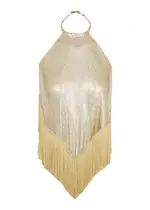 Rabanne Halterneck Fringe-trimmed Chainmail top - Gold - 10 10