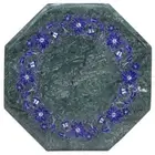 12" Green marble side table semi precious stones Lapis inlay work