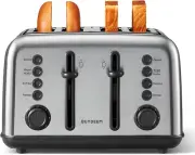 4-Slice Toaster - Extra Wide Slots Retro Stainless Steel Toaster 7-Shade Setting