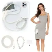2Pcs Pearl & Beaded Phone Crossbody Lanyard with Wrist Strap,Universal Cell