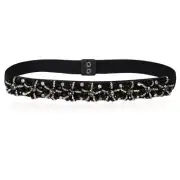 Women's Beaded Skinny Belts Elastic Crystal Belts Long Buckle Waist Belt