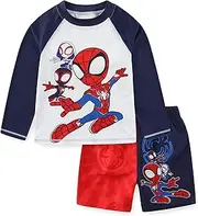 [Marvel] Spidey and His Amazing Friends Boys UPF 50+ Rash Guard and Swim Trunks for Toddler and Big Kids