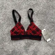 Calvin Klein Bralette Womens Size XS Coquette Argyle Check Triangle Retro Y2K