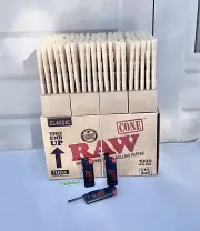 Raw Classic 1 1/4 Size Pre-Rolled Cone FULL BOX 1000 cones+raw PHOENIX LIGHTER