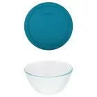 Pyrex 7402 6-Cup Sculpted Glass Mixing Bowl and 7402-PC Adriatic Blue Lid